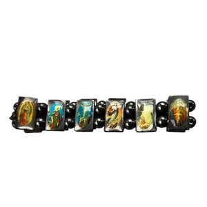 Magnetic Hematite Catholic Saints Bracelet Stretch Religious Bracelet‎